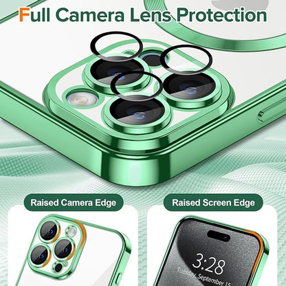 Coque MagSafe pour Apple iPhone 15 Pro, Techsuit, Luxury Crystal, Vert Clair