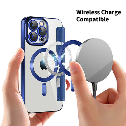 Custodia MagSafe per Apple iPhone 15 Pro, Techsuit, SmartMag Book, Blu