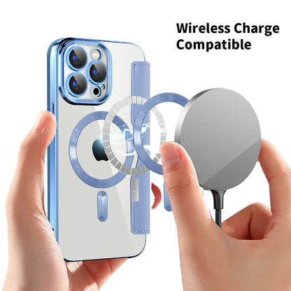 Custodia MagSafe per Apple iPhone 15 Pro, Techsuit, SmartMag Book, Blu