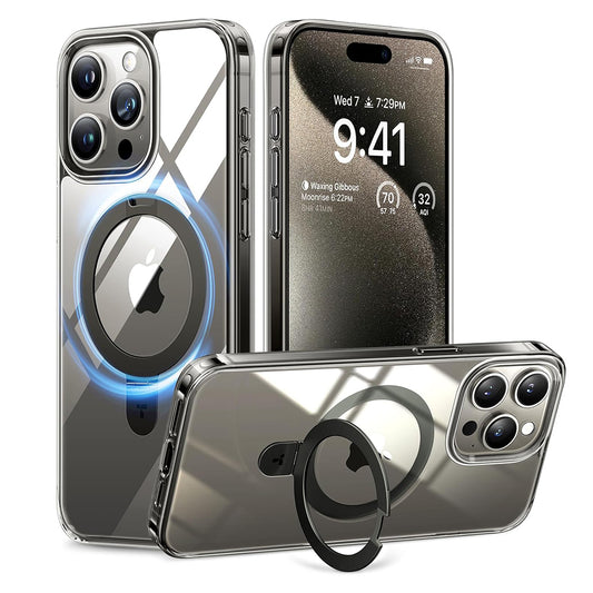 Custodia MagSafe per Apple iPhone 15 Pro, Torras, Ostand, Trasparente
