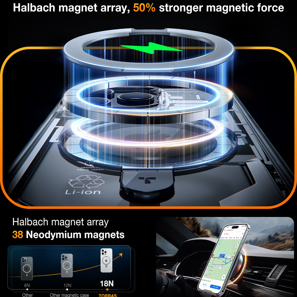 MagSafe Case for Apple iPhone 15 Pro, Torras, Ostand, Transparent