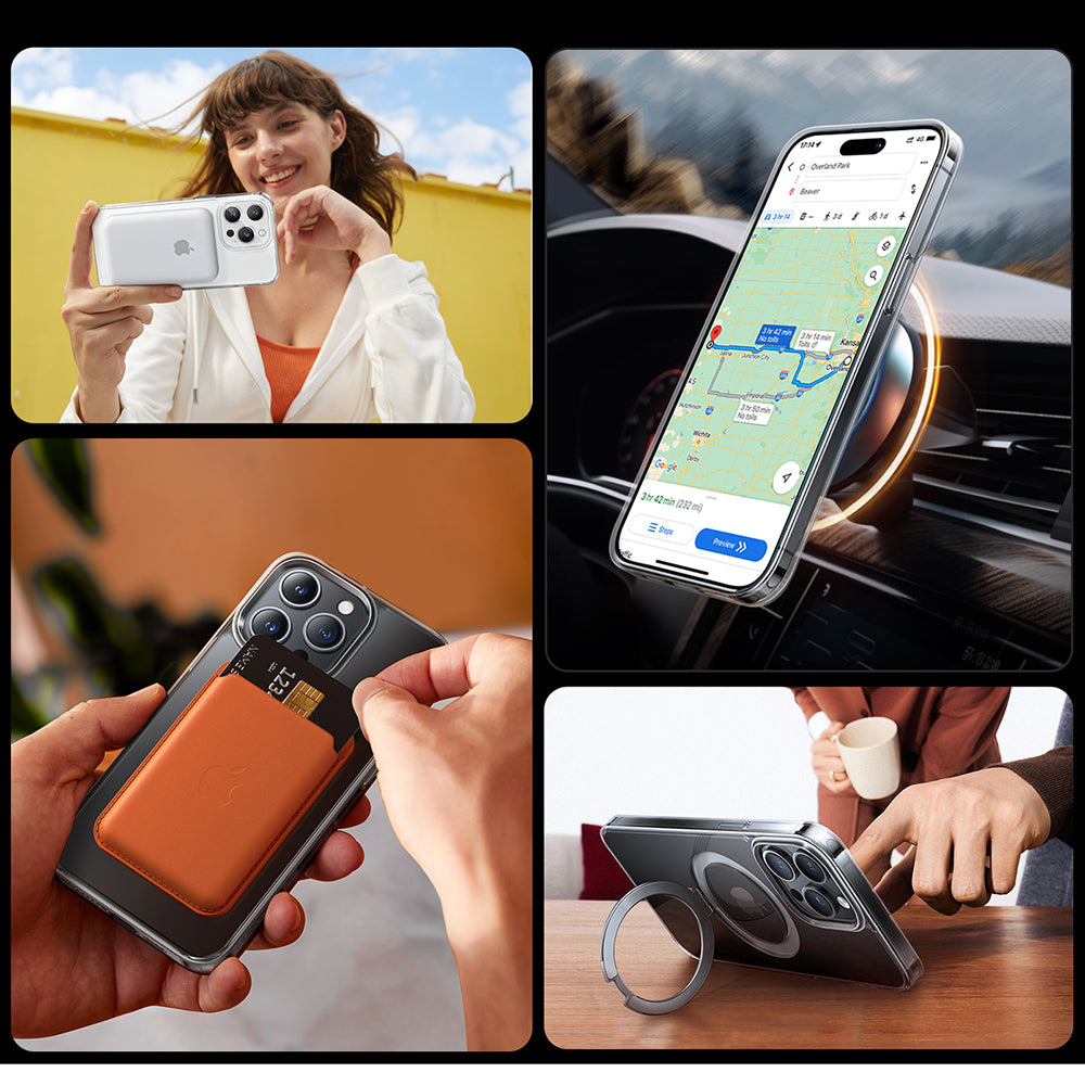 MagSafe Case for Apple iPhone 15 Pro, Torras, Ostand, Transparent