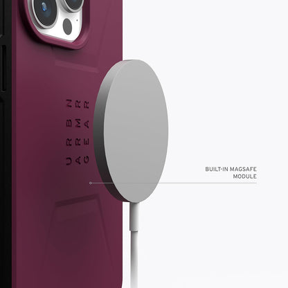 Coque MagSafe pour Apple iPhone 15 Pro, Urban Armor Gear, Civilian, Bordeaux