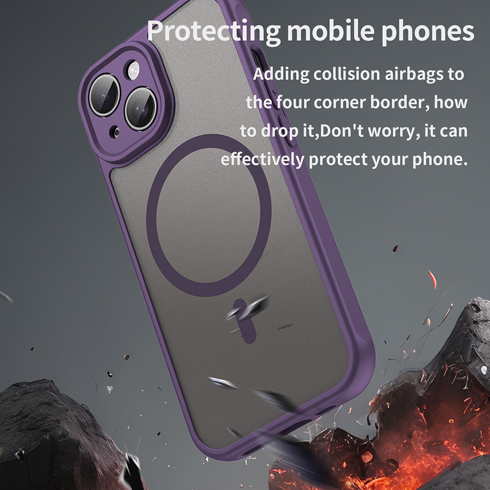 Custodia MagSafe per Apple iPhone 15, Techsuit, HaloFrost II, Viola