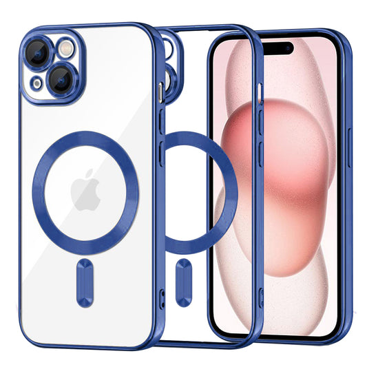 MagSafe Case for Apple iPhone 15, Techsuit, Luxury Crystal, Dark Blue