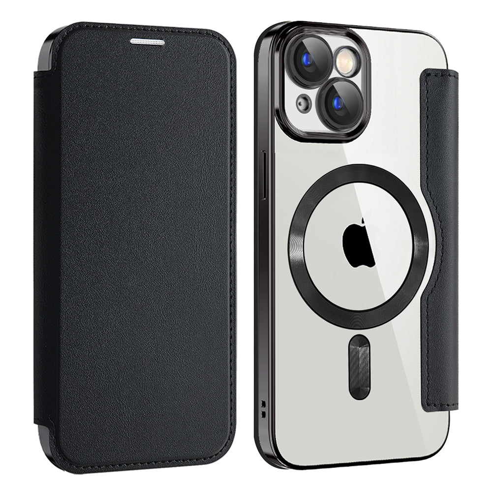 Custodia MagSafe per Apple iPhone 15, Techsuit, SmartMag Book, Nera