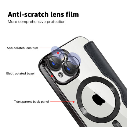 Custodia MagSafe per Apple iPhone 15, Techsuit, SmartMag Book, Nera
