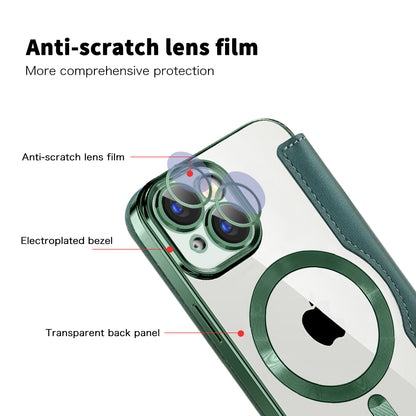 Coque MagSafe pour Apple iPhone 15, Techsuit, SmartMag Book, Vert