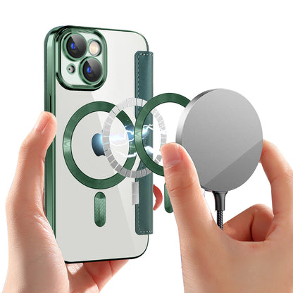 Coque MagSafe pour Apple iPhone 15, Techsuit, SmartMag Book, Vert