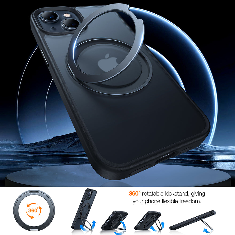 Custodia MagSafe per Apple iPhone 15, Torras, Ostand Pro, Nera