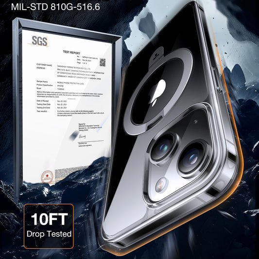 Custodia MagSafe per Apple iPhone 15, Torras, Ostand, Trasparente