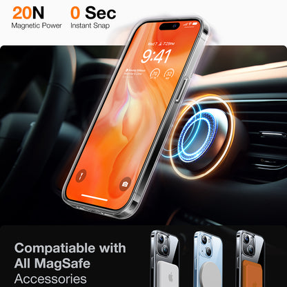 MagSafe Case for Apple iPhone 15, Torras, Ostand, Transparent