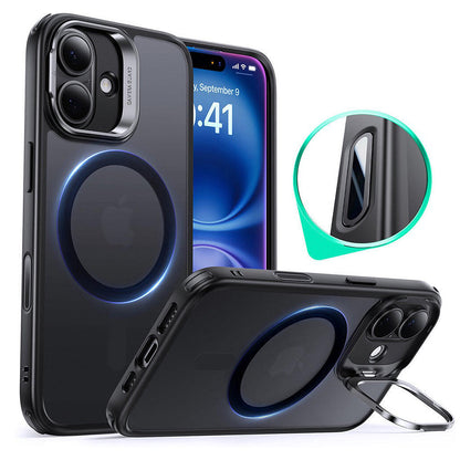 Coque MagSafe pour Apple iPhone 16, ESR, Classic Hybrid Kickstand Slide, Noir Satiné