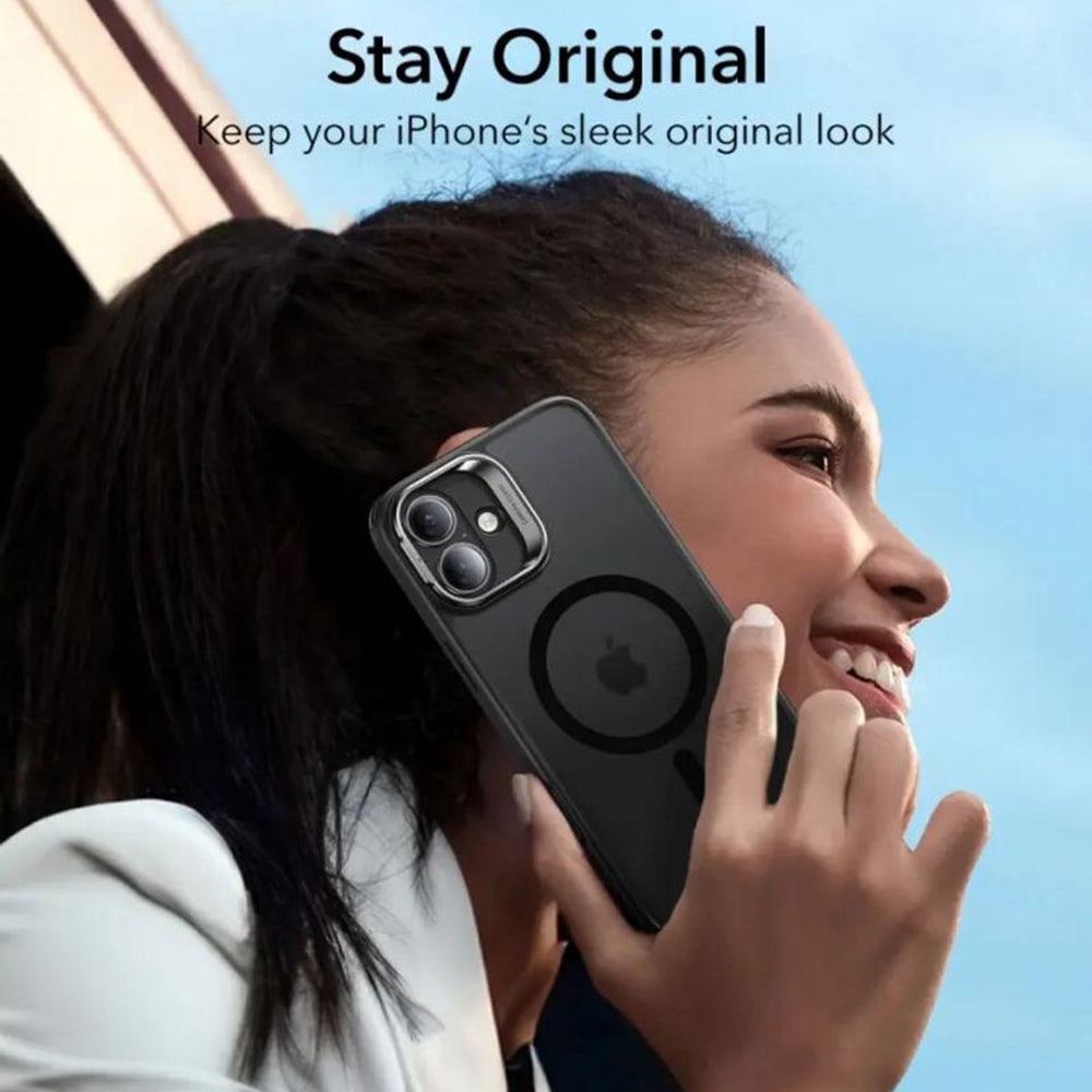 Coque MagSafe pour Apple iPhone 16, ESR, Classic Hybrid Kickstand Slide, Noir Satiné