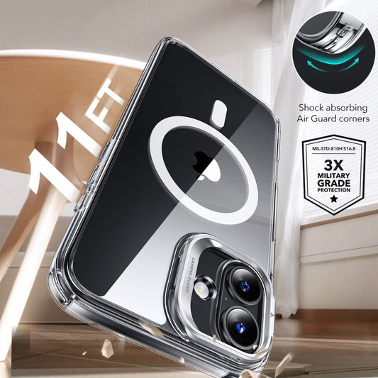 Custodia MagSafe per Apple iPhone 16, ESR, Classic Hybrid Kickstand con Protezione Schermo, Trasparente