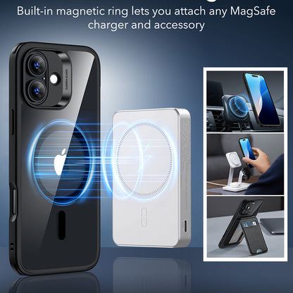 Custodia MagSafe per Apple iPhone 16, ESR, Classic Hybrid, Nera Trasparente