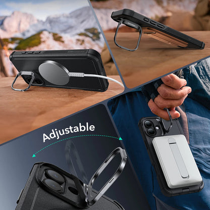 MagSafe Hülle für Apple iPhone 16, ESR, Cyber Armor Kickstand, Schwarz