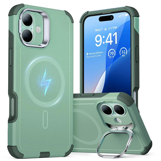 Custodia MagSafe per Apple iPhone 16, ESR, Cyber Armor Kickstand, Verde