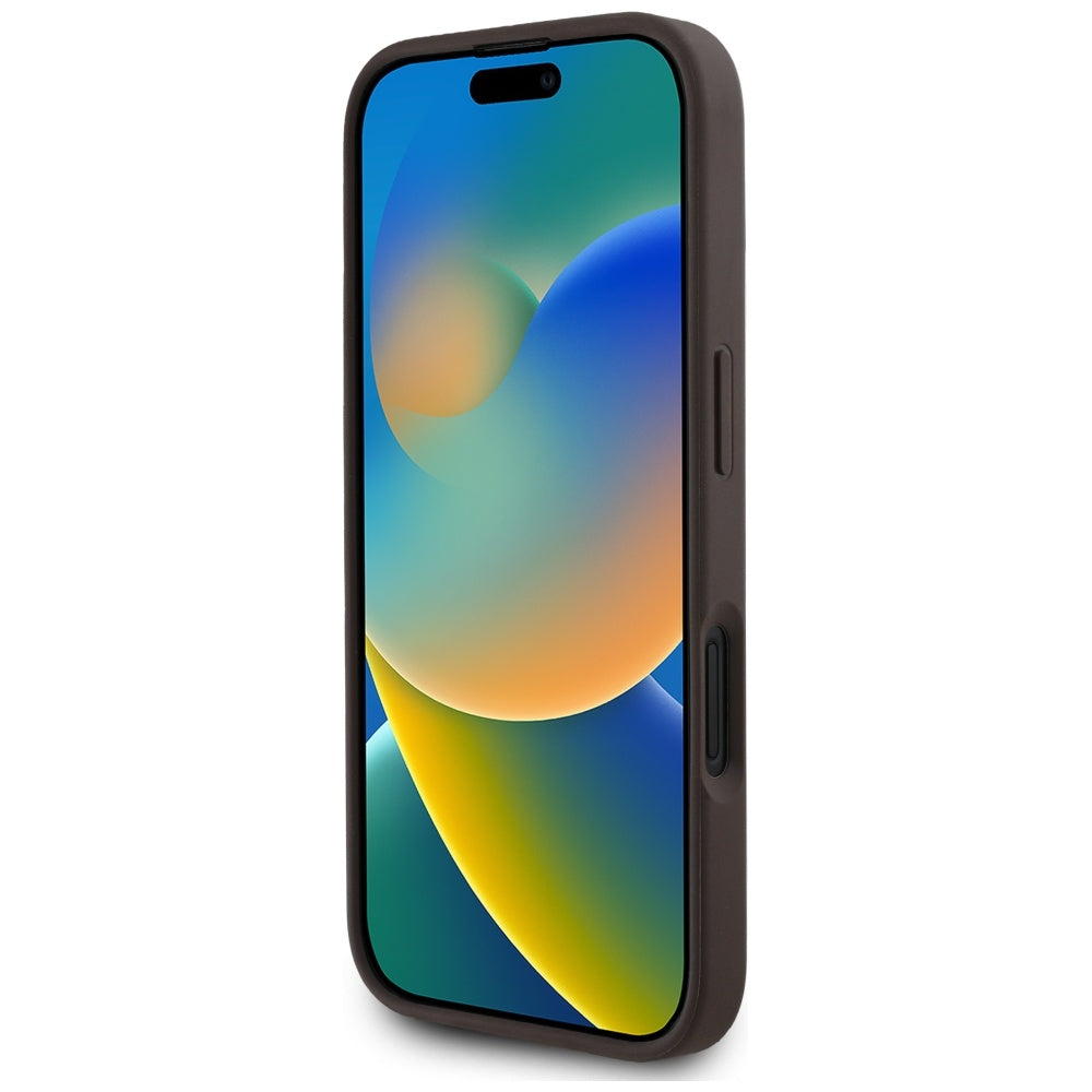 MagSafe Case for Apple iPhone 16, Guess, 4G Circle Classic Logo, Brown