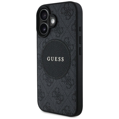 Custodia MagSafe per Apple iPhone 16, Guess, 4G Circle Classic Logo, Nera