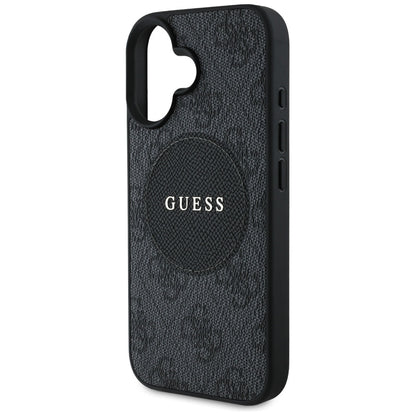 Custodia MagSafe per Apple iPhone 16, Guess, 4G Circle Classic Logo, Nera
