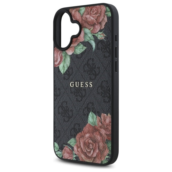 Custodia MagSafe per Apple iPhone 16, Guess, 4G Flowers Print, Nera