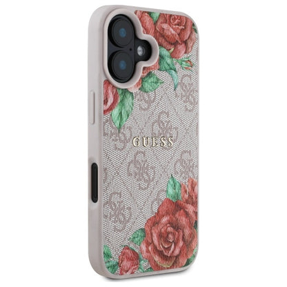 Custodia MagSafe per Apple iPhone 16, Guess, 4G Flowers Print, Rosa