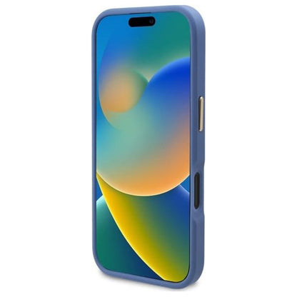 Coque MagSafe pour Apple iPhone 16, Guess, 4G Logo Plate, Bleue