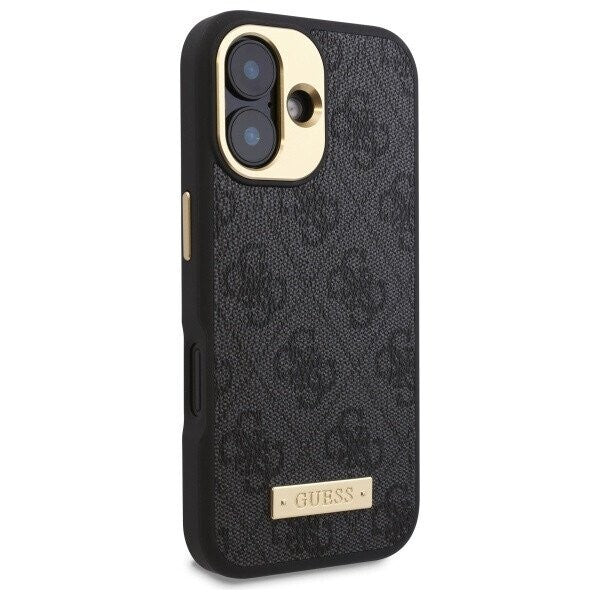 Housse MagSafe pour Apple iPhone 16, Guess, Plaque Logo 4G, Noire