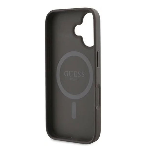 Custodia MagSafe per Apple iPhone 16, Guess, 4G Ring Classic Logo, Marrone