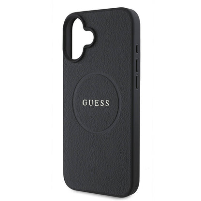 Coque MagSafe pour Apple iPhone 16, Guess, Grained Gold Ring, Noire