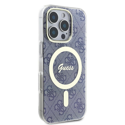 Custodia MagSafe per Apple iPhone 16, Guess, IML 4G, Blu