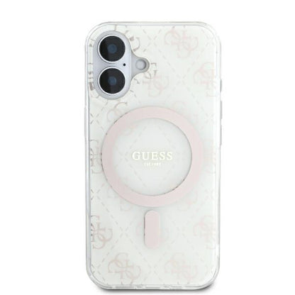 Coque MagSafe pour Apple iPhone 16, Guess, IML 4G Background, Blanche
