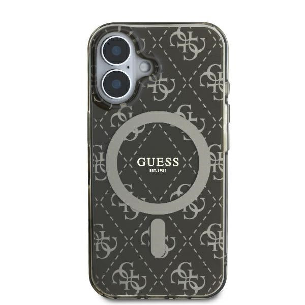 Étui MagSafe pour Apple iPhone 16, Guess, IML 4G Background, Marron