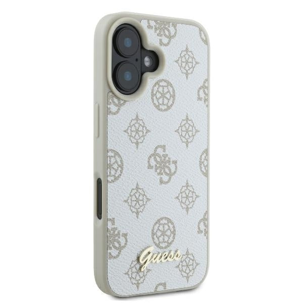 Coque MagSafe pour Apple iPhone 16, Guess, Peony Script, Blanche