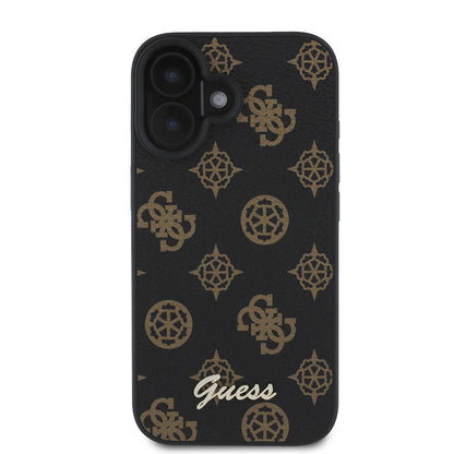 Coque MagSafe pour Apple iPhone 16, Guess, Peony Script, Noire