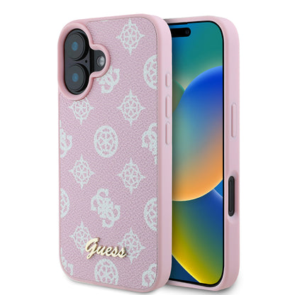 Coque MagSafe pour Apple iPhone 16, Guess, Peony Script, Rose