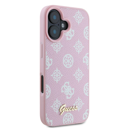Coque MagSafe pour Apple iPhone 16, Guess, Peony Script, Rose
