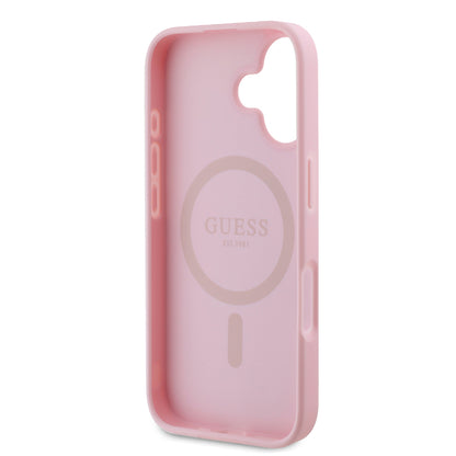 Coque MagSafe pour Apple iPhone 16, Guess, Peony Script, Rose