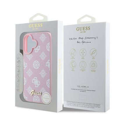 Coque MagSafe pour Apple iPhone 16, Guess, Peony Script, Rose