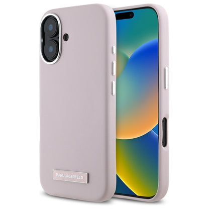 Custodia MagSafe per Apple iPhone 16, Karl Lagerfeld, FW Metal Plate, Rosa