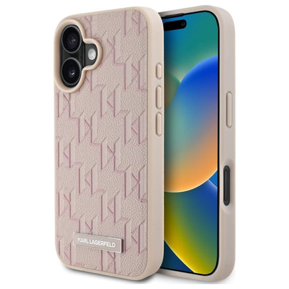 Custodia MagSafe per Apple iPhone 16, Karl Lagerfeld, Hot Stamp, Rosa