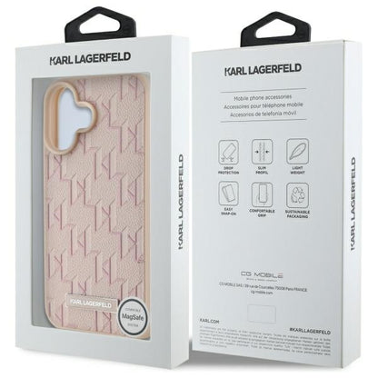 Custodia MagSafe per Apple iPhone 16, Karl Lagerfeld, Hot Stamp, Rosa
