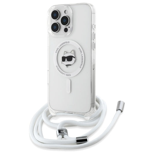 Custodia MagSafe per Apple iPhone 16, Karl Lagerfeld, IML Crossbody Choupette's Head con Tracolla, Trasparente