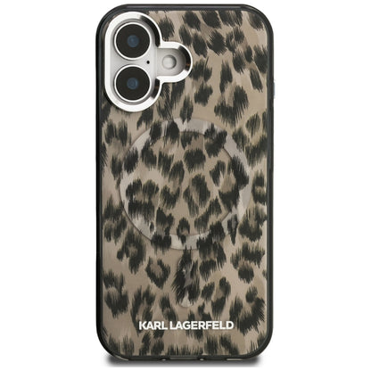 Custodia MagSafe per Apple iPhone 16, Karl Lagerfeld, IML Leopard Pattern, Marrone