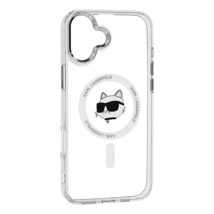 MagSafe Case for Apple iPhone 16, Karl Lagerfeld, IML Metal Choupette's Head, White