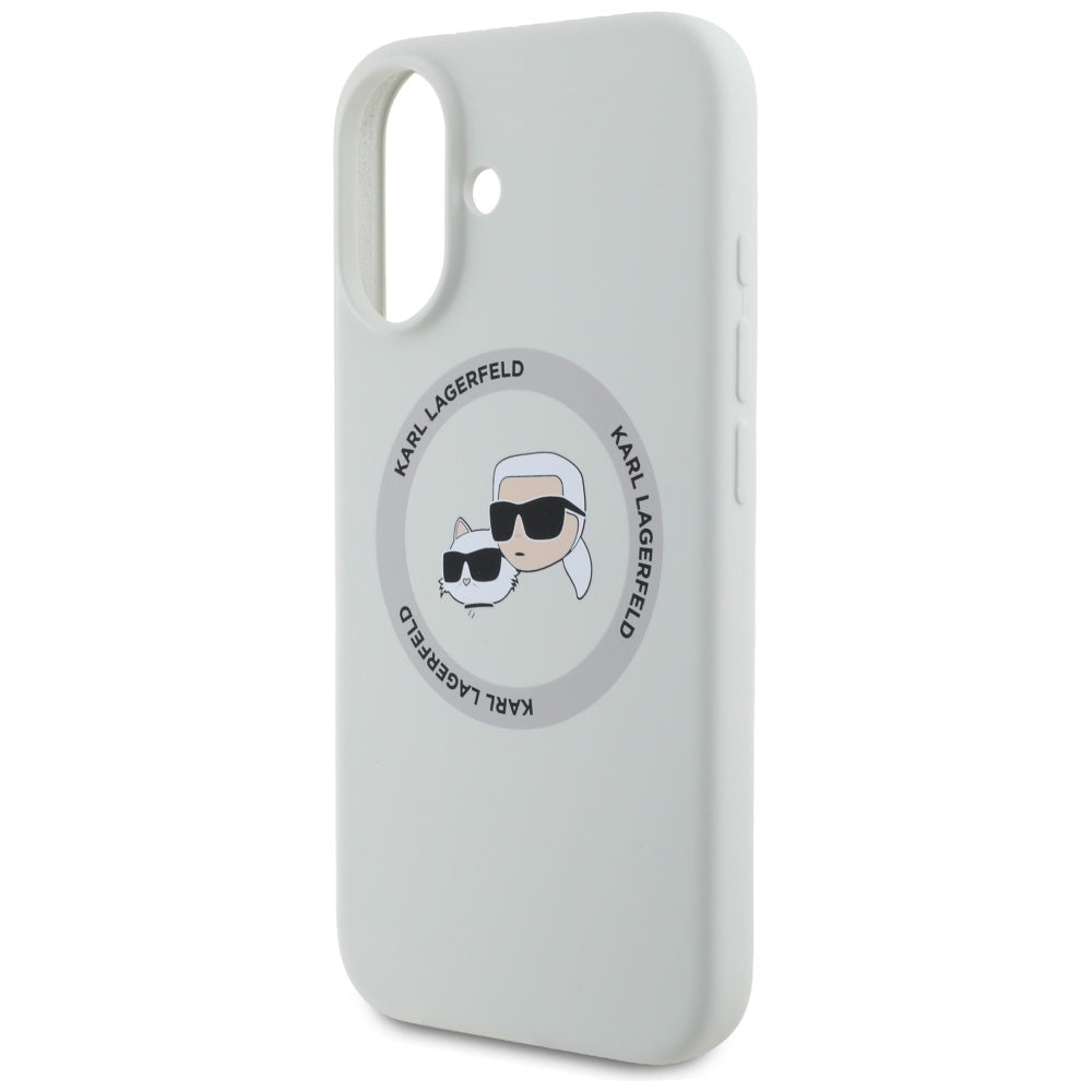MagSafe Case for Apple iPhone 16, Karl Lagerfeld, Silicone Karl & Choupette's Heads, Beige