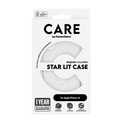 Custodia MagSafe per Apple iPhone 16, PanzerGlass, Care Urban Combat Star Lit, Trasparente Bianca