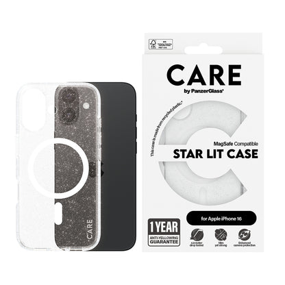 Custodia MagSafe per Apple iPhone 16, PanzerGlass, Care Urban Combat Star Lit, Trasparente Bianca
