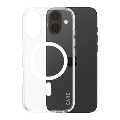 Coque MagSafe pour Apple iPhone 16, PanzerGlass, Care Urban Combat, Transparente Blanche